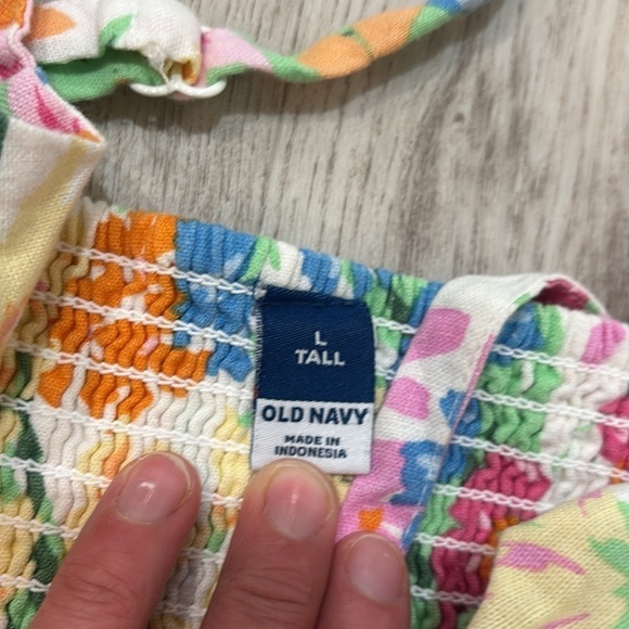 Old Navy Floral Multicolor  fit and flare linen  Sleeveless Dress large - Picture 4 of 8